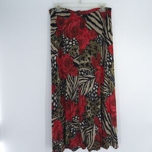 Red Floral Maxi Skirt - Women's Statement Maxi